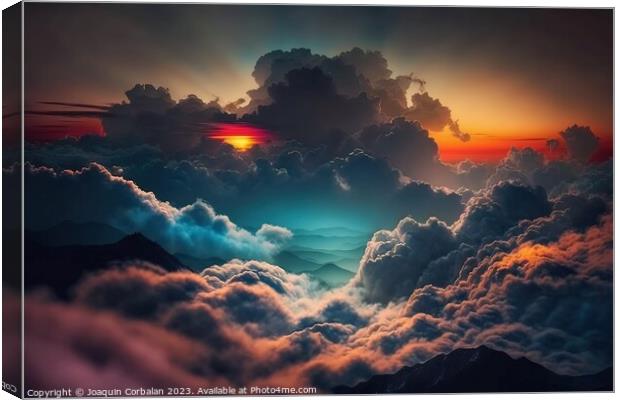 Beautiful and dramatic sky with voluminous clouds. Ai generated. Canvas Print by Joaquin Corbalan