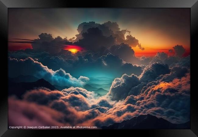 Beautiful and dramatic sky with voluminous clouds. Ai generated. Framed Print by Joaquin Corbalan