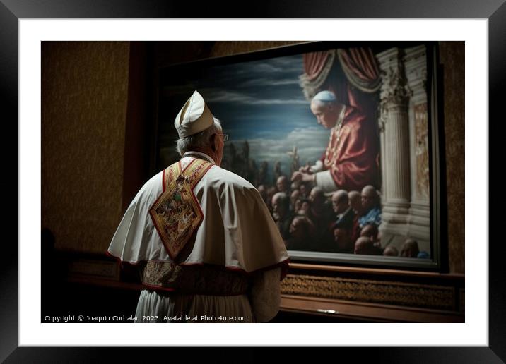 The pope, a religious man, with his back turned, l Framed Mounted Print by Joaquin Corbalan