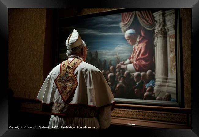 The pope, a religious man, with his back turned, l Framed Print by Joaquin Corbalan