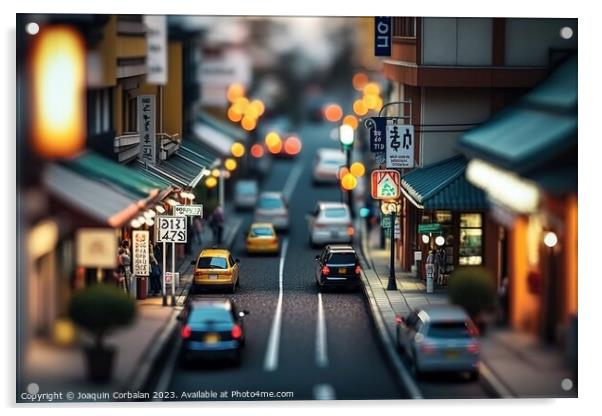 A tilt shift of the streets of a Japanese city. Ai Acrylic by Joaquin Corbalan