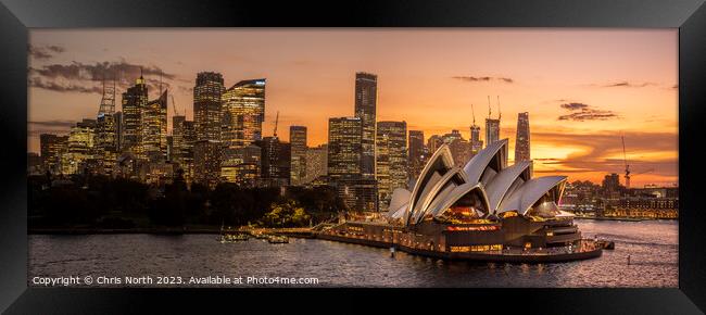 Sunset over Sydney Opera House Framed Print by Chris North