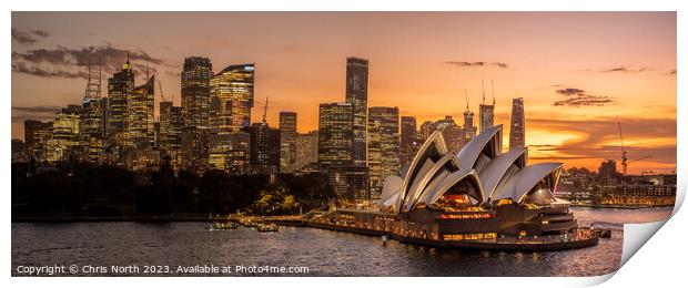 Sunset over Sydney Opera House Print by Chris North