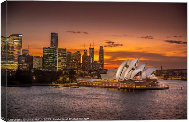  Sydney Harbour sunset and Sydney Opera House Canvas Print by Chris North