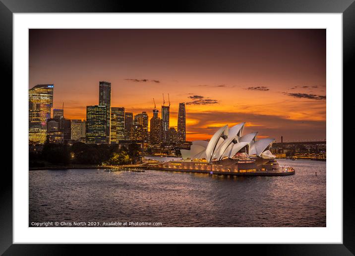  Sydney Harbour sunset and Sydney Opera House Framed Mounted Print by Chris North