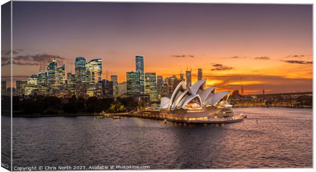 Sydney Opera House at sunset. Canvas Print by Chris North