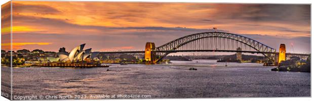 Sidney Harbour Opera House and bridge. Canvas Print by Chris North