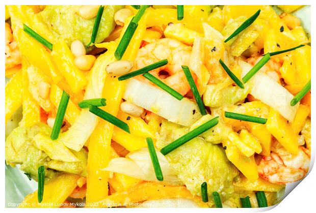 Prawn salad with avocado and mango Print by Mykola Lunov Mykola