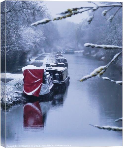 Kennet & Avon Canal in Snow Canvas Print by Rowena Ko