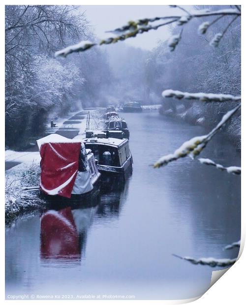 Kennet & Avon Canal in Snow Print by Rowena Ko