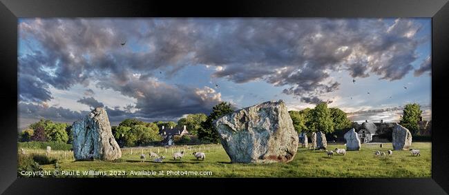 The Incredible Neolithic Standing Stone Circle of Avebury Framed Print by Paul E Williams