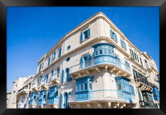 Blue balconies in Malta Framed Print by Jason Wells
