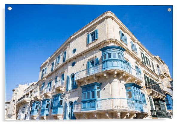 Blue balconies in Malta Acrylic by Jason Wells