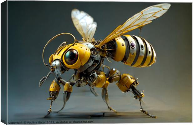 Bee - robot Canvas Print by Paulina Sator