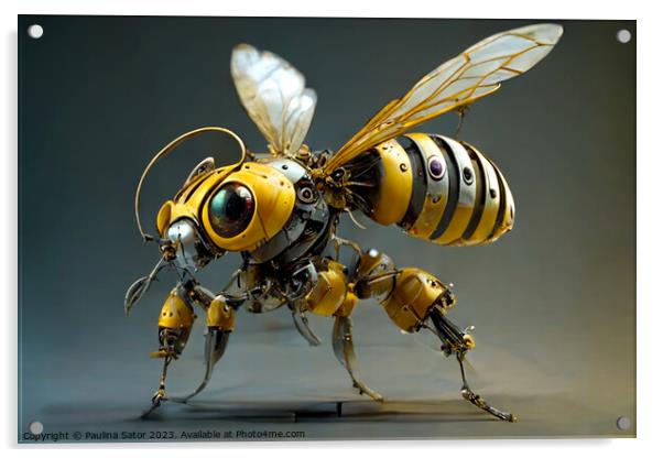 Bee - robot Acrylic by Paulina Sator