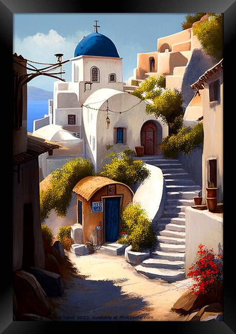 Lovely greek village Framed Print by Paulina Sator