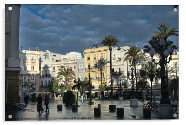 The San Juan de Dios square in Cadiz, Spain Acrylic by Alexandra Lavizzari
