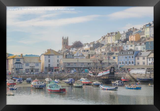 Boats in Brixham Harbour Devon Coast Framed Print by Pearl Bucknall