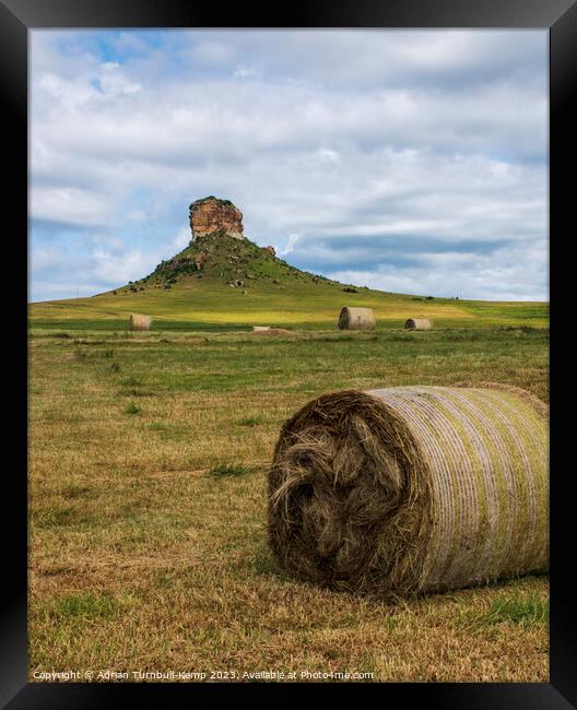 Hay harvest below Surrender Hill Framed Print by Adrian Turnbull-Kemp