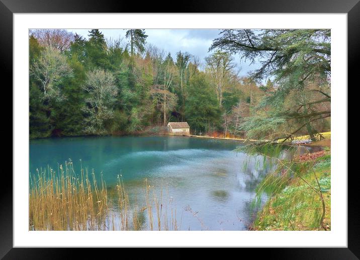 Lake in the Cotswolds Framed Mounted Print by Susan Snow