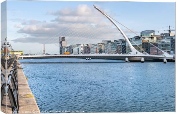 The Samuel Beckett Bridge over the River Liffey in Dublin, Ireland (Looking downstream from the North bank) Canvas Print by Dave Collins