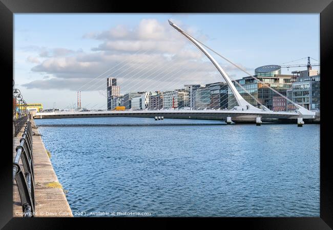 The Samuel Beckett Bridge over the River Liffey in Dublin, Ireland (Looking downstream from the North bank) Framed Print by Dave Collins