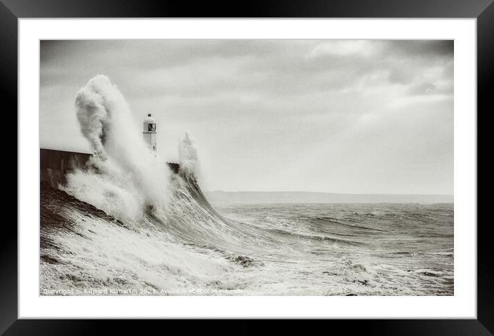 Storm Wave, Porthcawl Framed Mounted Print by Edward Kilmartin
