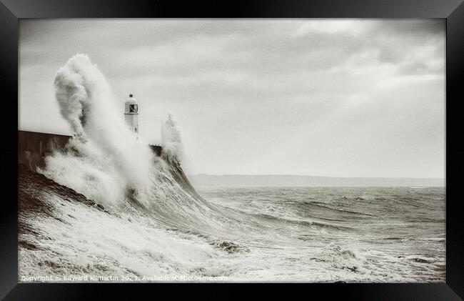 Storm Wave, Porthcawl Framed Print by Edward Kilmartin