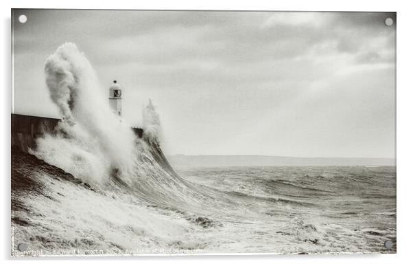 Storm Wave, Porthcawl Acrylic by Edward Kilmartin
