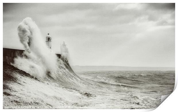 Storm Wave, Porthcawl Print by Edward Kilmartin