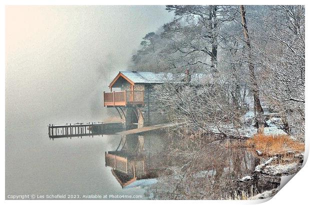 Ullswater boathouse  Print by Les Schofield
