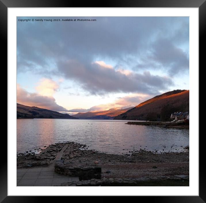 Majestic Highlands at Sunset Framed Mounted Print by Sandy Young