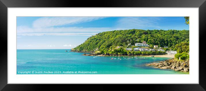 South Sands Beach Panorama, Salcombe Framed Mounted Print by Justin Foulkes