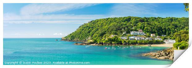 South Sands Beach Panorama, Salcombe Print by Justin Foulkes