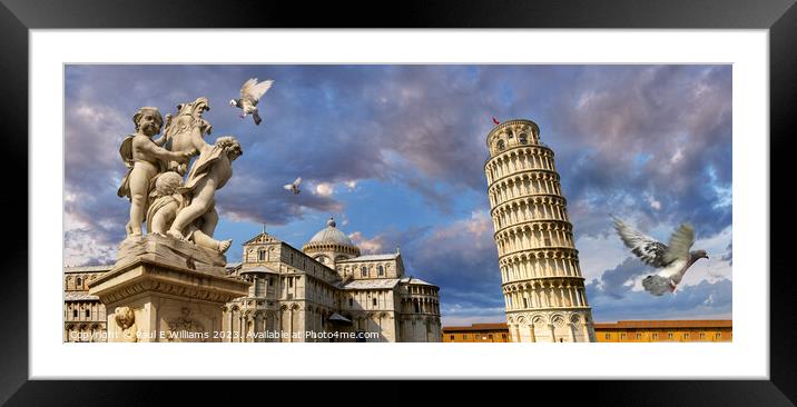 The Iconic Inspiring Leaning Tower and Duomo of Pisa in Sunshine Framed Mounted Print by Paul E Williams