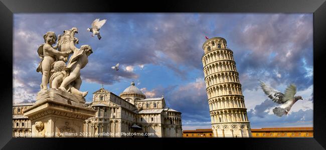 The Iconic Inspiring Leaning Tower and Duomo of Pisa in Sunshine Framed Print by Paul E Williams