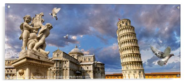 The Iconic Inspiring Leaning Tower and Duomo of Pisa in Sunshine Acrylic by Paul E Williams