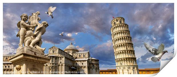 The Iconic Inspiring Leaning Tower and Duomo of Pisa in Sunshine Print by Paul E Williams