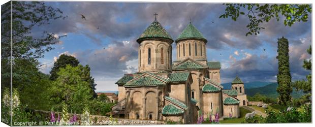 View of the Beautiful Georgian Orthodox Gelati Cathedral in Sun Canvas Print by Paul E Williams