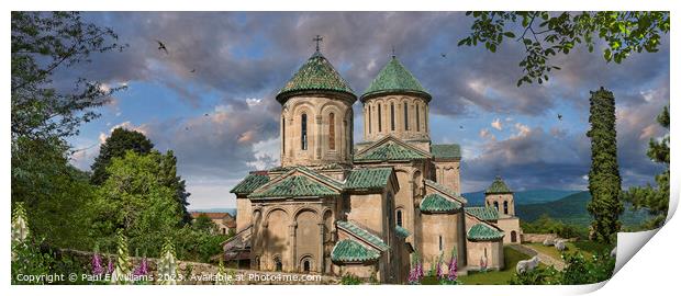 View of the Beautiful Georgian Orthodox Gelati Cathedral in Sun Print by Paul E Williams