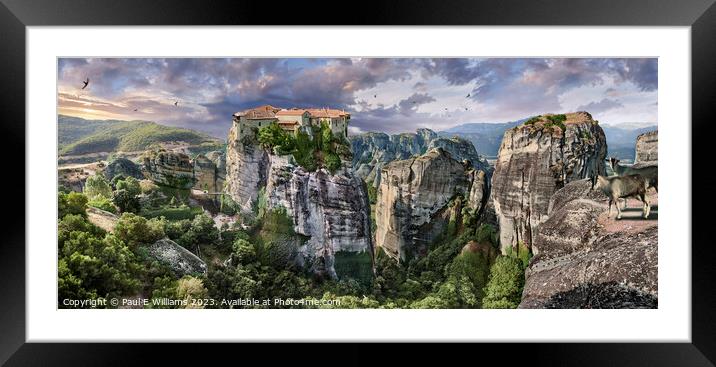 The Beautiful  Meteora Monastery  of Varlaam at Sunrise Framed Mounted Print by Paul E Williams