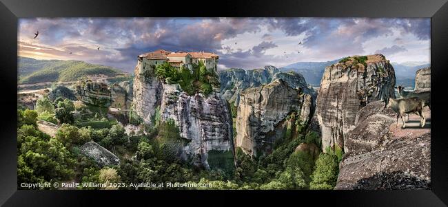 The Beautiful  Meteora Monastery  of Varlaam at Sunrise Framed Print by Paul E Williams