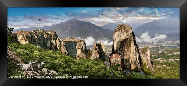 The Beautiful  Meteora Monastery  of Roussanou in the Meteoras Framed Print by Paul E Williams