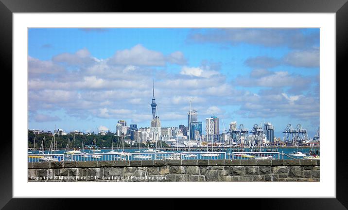 Auckland across the harbour Framed Mounted Print by Mandy Rice