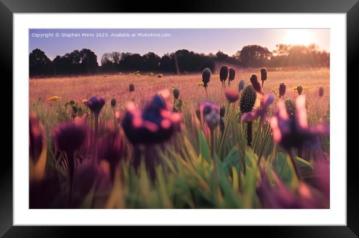 Wild Flower Meadow Framed Mounted Print by Stephen Pimm