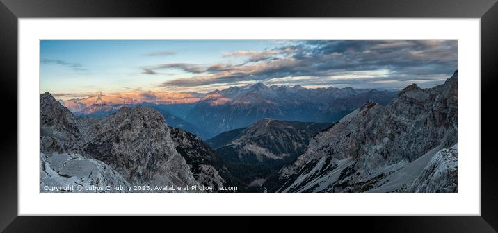Panoramic view of famous Dolomites mountain peaks, Brenta. Trentino, Italy Framed Mounted Print by Lubos Chlubny