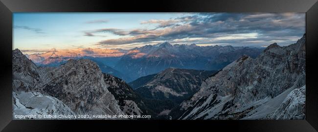 Panoramic view of famous Dolomites mountain peaks, Brenta. Trentino, Italy Framed Print by Lubos Chlubny