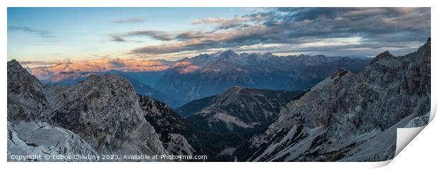 Panoramic view of famous Dolomites mountain peaks, Brenta. Trentino, Italy Print by Lubos Chlubny