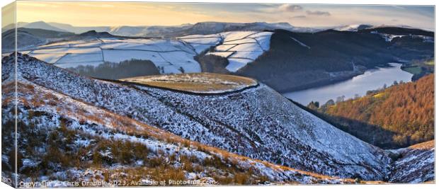 Ladybower Reservoir from Whinstone Lee Tor Canvas Print by Chris Drabble