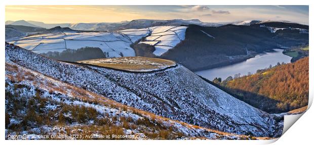 Ladybower Reservoir from Whinstone Lee Tor Print by Chris Drabble